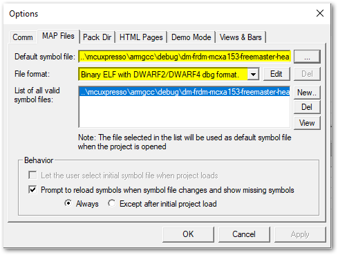 ACH FreeMASTER Project Open