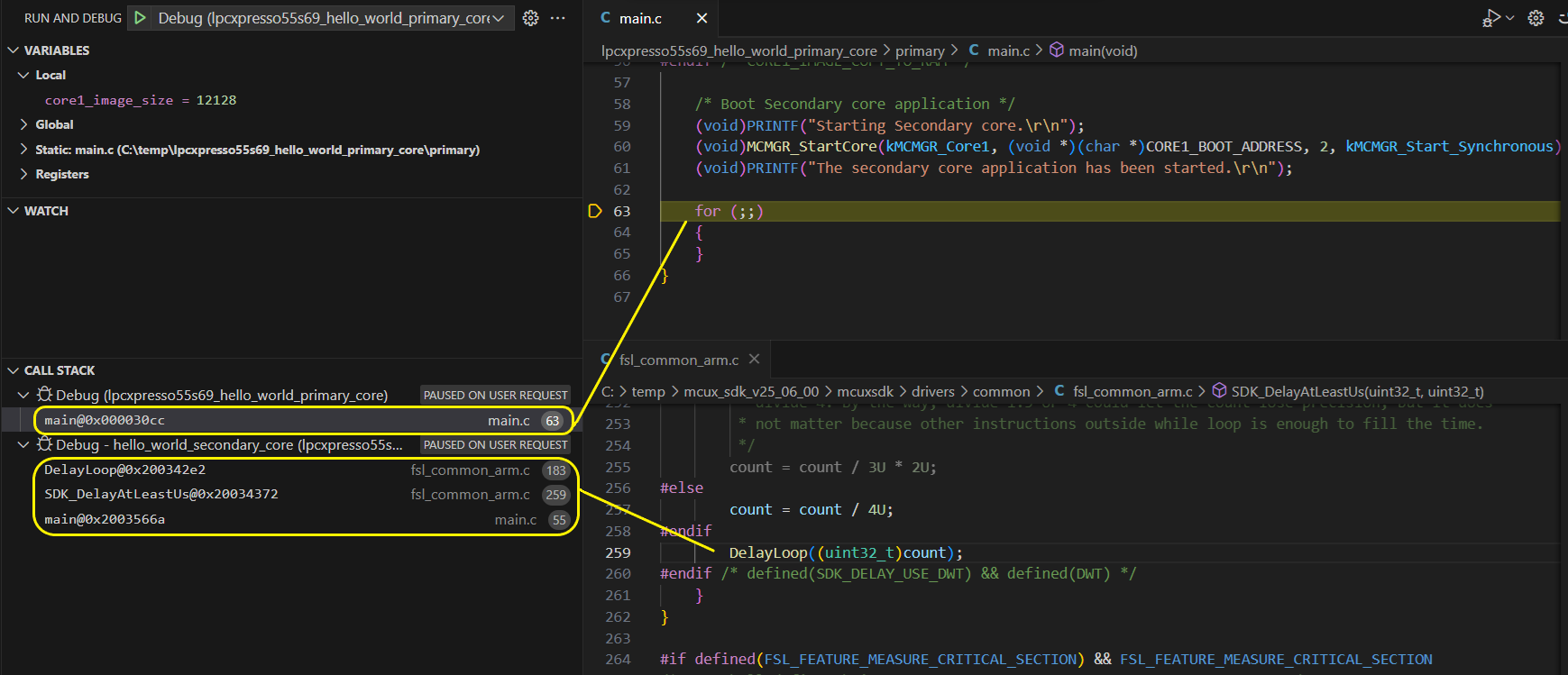 Multicore Debug 2 Sessions