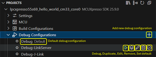 Debug configurations