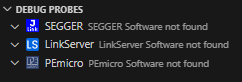 Debug probes software not installed