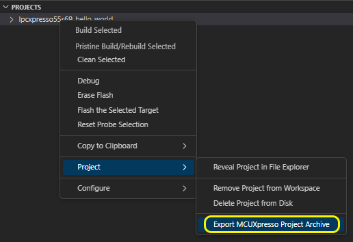 Export Project Archive