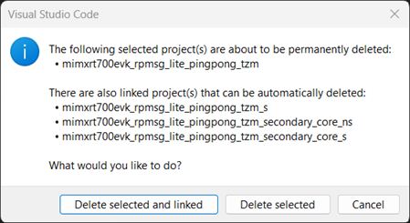 Delete linked projects
