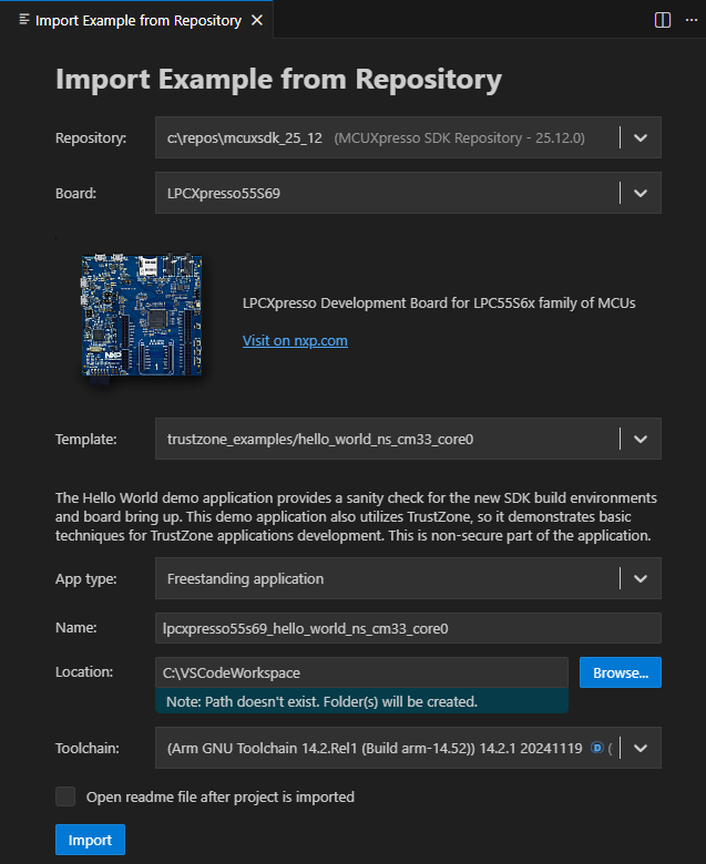 TrustZone Import Projects