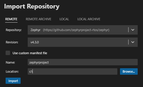Import Zephyr repo