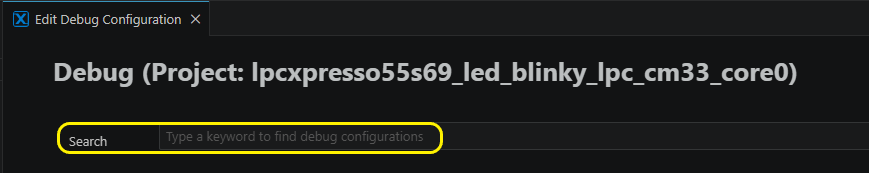 Debug Configuration Search