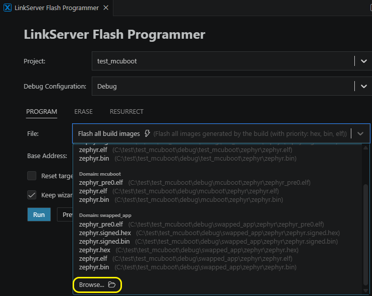 Flash Programmer Browse