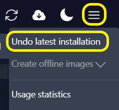 MCUXpresso Installer Undo Button