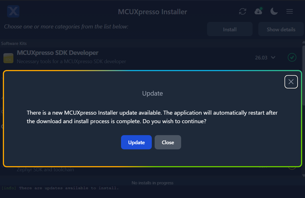 Update button