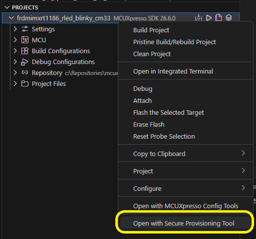 Open with SEC command