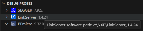Debug probes software installed