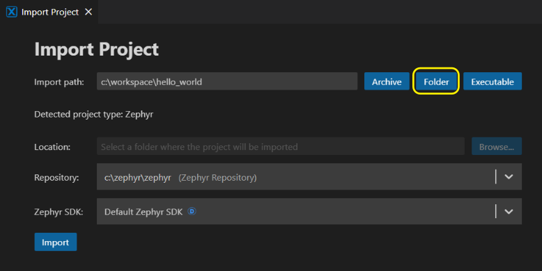 Import Project from Folder