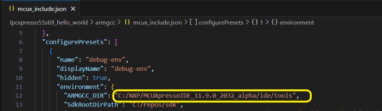 Toolchain settings
