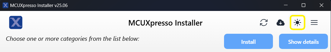 MCUXpresso Installer Theme Light