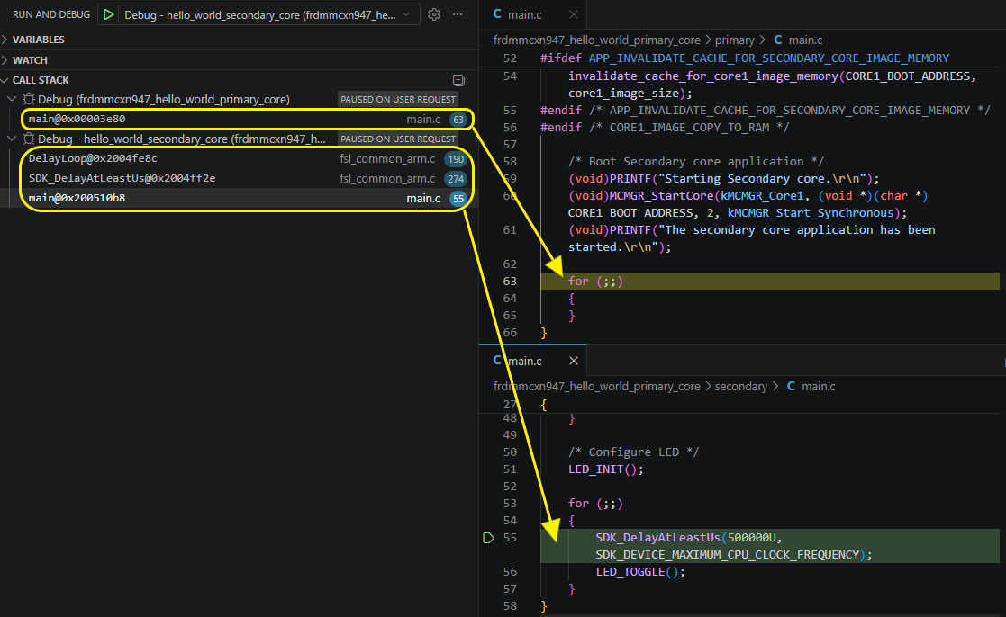 Multicore Debug 2 Sessions
