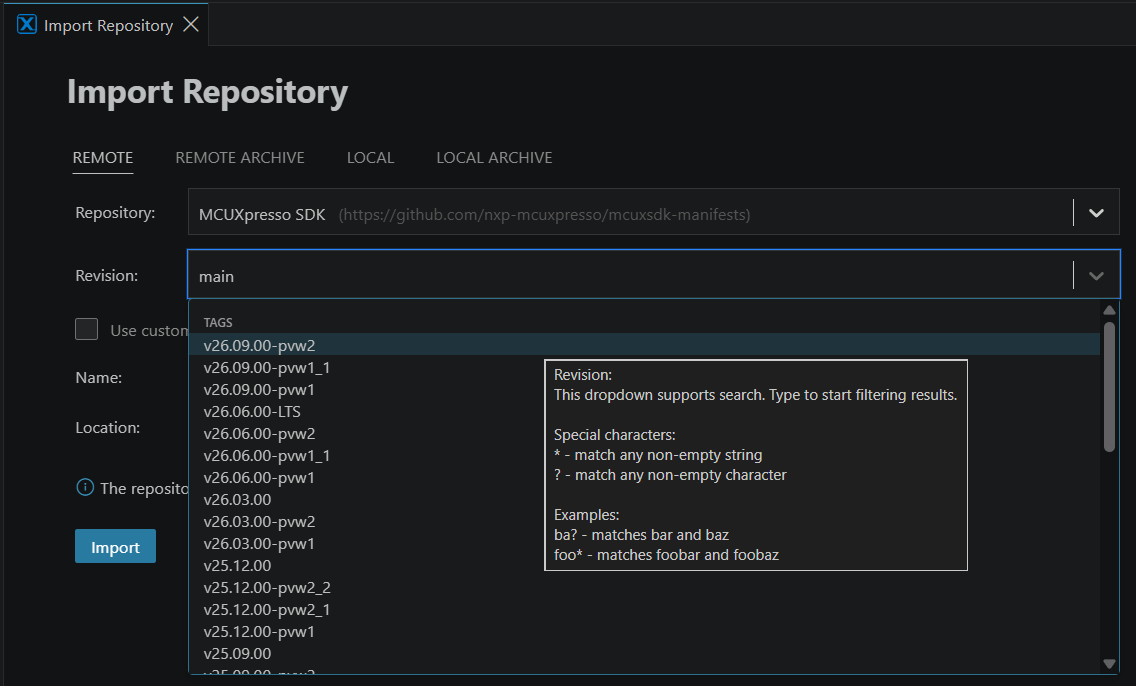 Install revision SDK