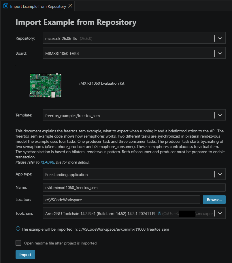 Import RTOS Example