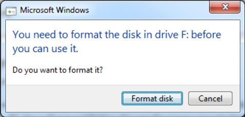 Format disk prompt