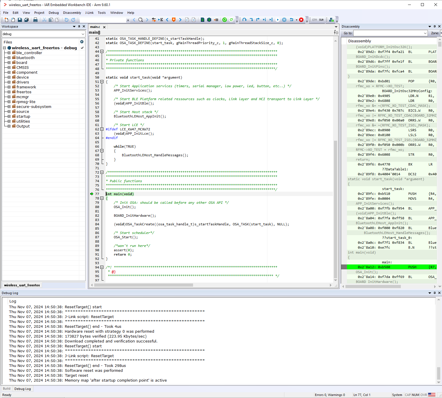 Running the code on IAR