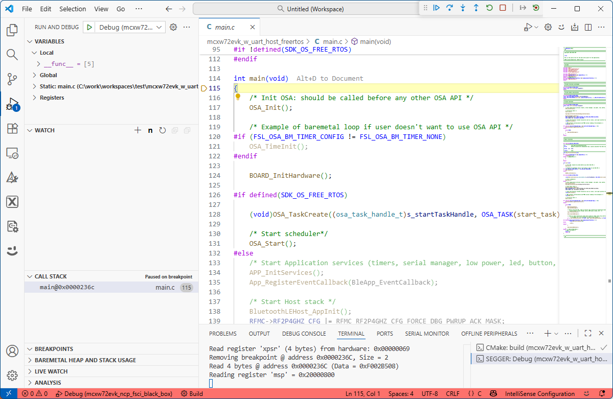 Running the Wireless UART Host FreeRTOS application