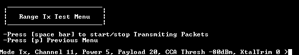 Range Test: TX device CLI messages