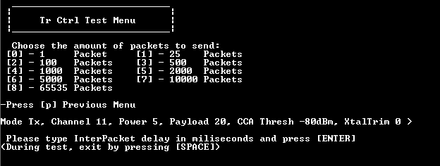 Transmission Control Test menu