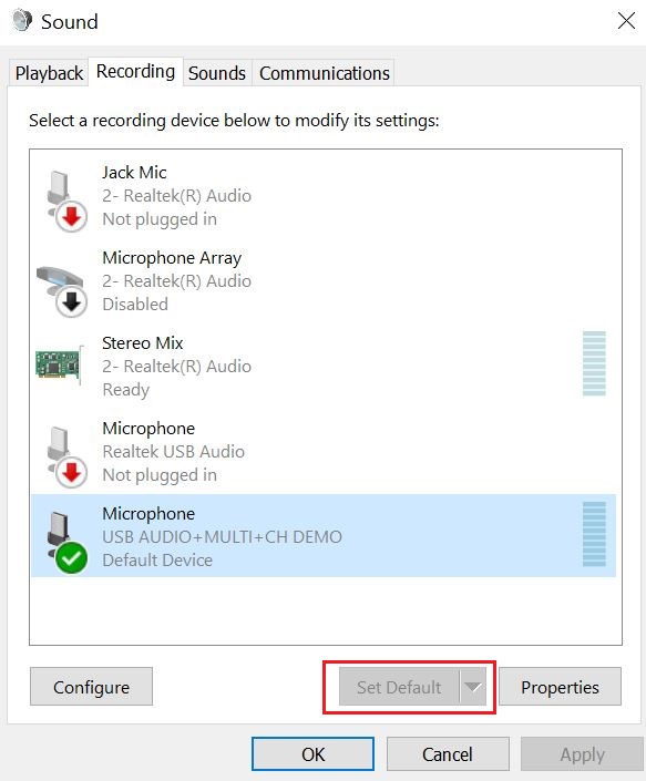 Set default